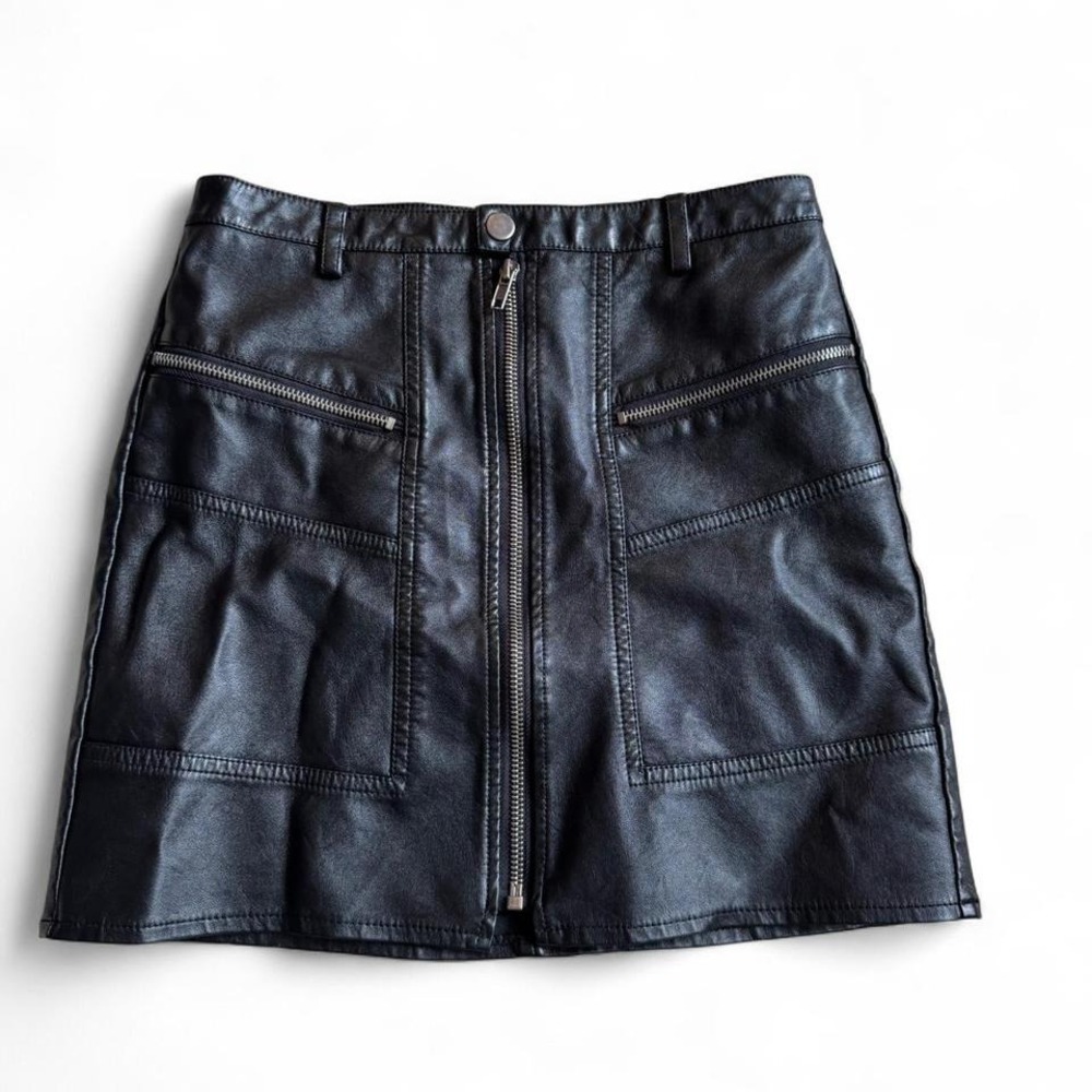 Altar'd State Black Faux Leather Mini Skirt